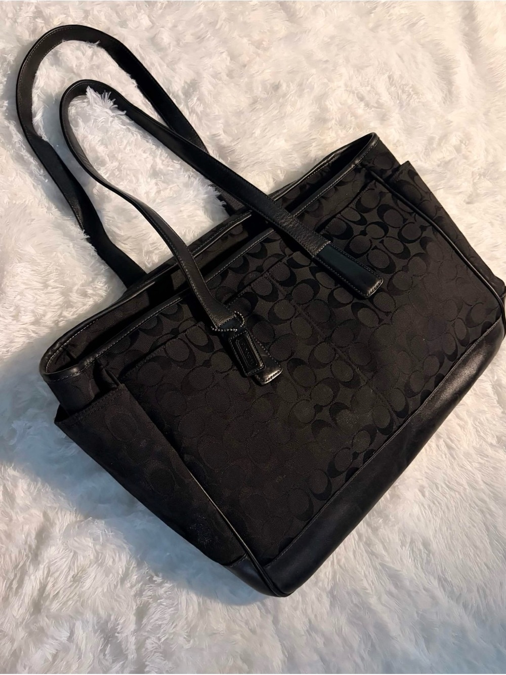 Coach Black Signature Jacquard Vintage Tote Bag
